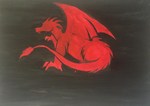 Рисунок красный дракон на черном фоне